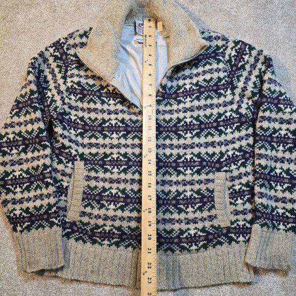 Cambridge VTG Fair Isle Sweater Ragg Wool Full Zip Lined Jacket USA Made Women L - Picture 2 of 12